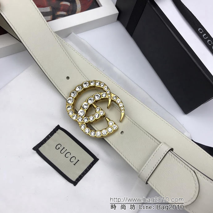 GUCCI古馳 官網新款 原單品質 雙面進口頭層對版定制皮料 復古金GG鑽石扣 男士皮帶  xfp1452